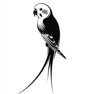 recommend clip art: Budgerigar Silhouette, Illustration Isolated On White Background