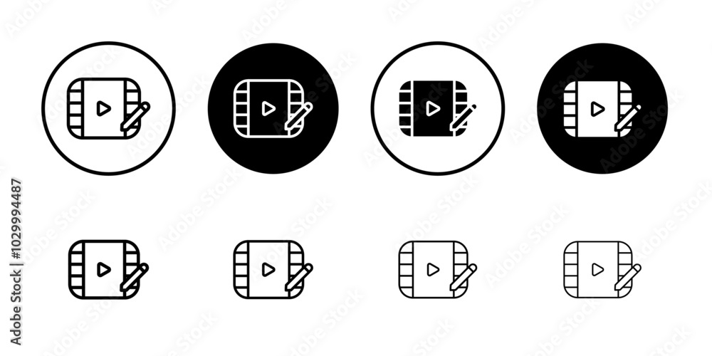 Poster Video editing icon Outline vector for web ui