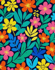 Botanical pattern for printing on wall decorations, covers. Artistic brush strokes.
