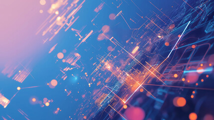 Abstract digital connections showcasing data and blockchain technology, emphasizing the innovative and transformative nature of modern networks. This composition captures the essence of interconnected