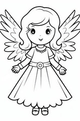 Fototapeta premium Coloring Page with Christmas magic angel.