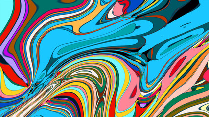 Abstract colorful fluid wave psychedelic liquid background for summer music 2025