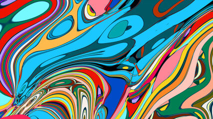 Obraz premium Abstract colorful fluid wave psychedelic liquid background for summer music 2025