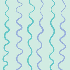 Naive squiggle pattern with bright green, yellow, pink and blue wavy lines on a light background. Creative abstract squiggle style drawing background