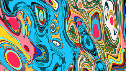 Abstract colorful fluid wave psychedelic liquid background for summer music 2025