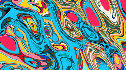 Abstract colorful fluid wave psychedelic liquid background for summer music 2025