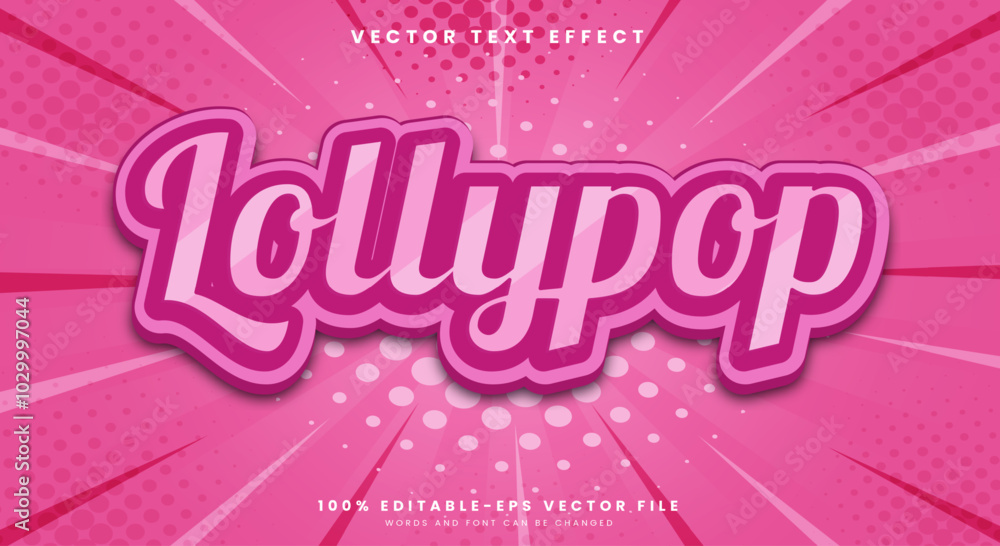 Poster lollipop 3d colorful editable text effect template suitable for food products
