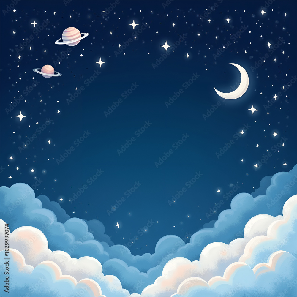 Poster moon and clouds. generative ai