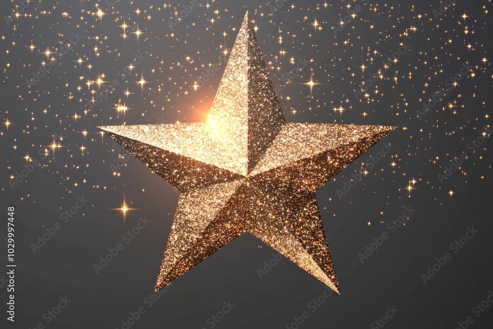 Fototapete get a dazzling aerial view star icon with shimmering particles for your design., photo of isolated o