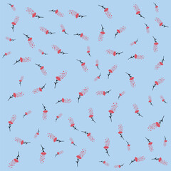 Red Flower and Love Heart Pattern
