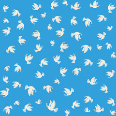 Minimalist Flying White Doves Pattern