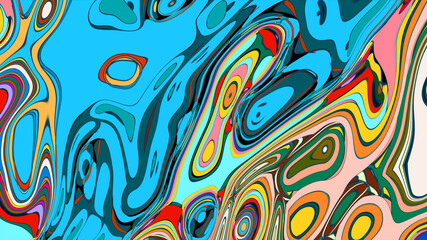 Abstract colorful fluid wave psychedelic liquid background for summer music 2025