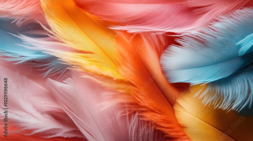 Aufkleber a close-up of vibrant feathers showcases a colorful array of soft textures, blending warm and cool h