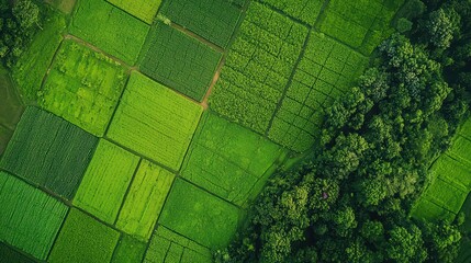 Drone perspective of sustainable agricultural practices.