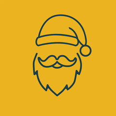 Minimalist Santa Line Silhouette Moustache and Beard