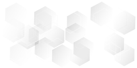 Fototapeta premium Abstract pattern with hexagonal white and gray technology line paper background.