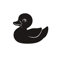 Rubber Duck Silhouette, Illustration Isolated On White Background