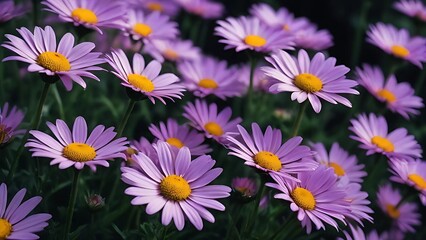 Field of Purple Daisies, Floral Background Image