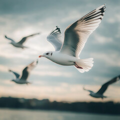 Obraz premium Seagulls Flying Isolated