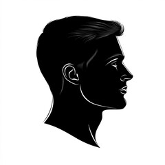 Silhouette Of Man's Head And Shoulders, Illustration Isolated On White Background
