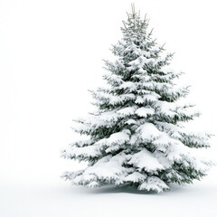 Obraz premium Snow Covered Pine Tree Isolated