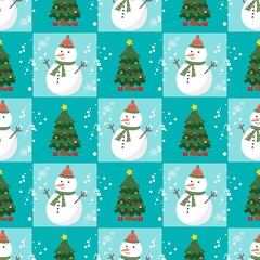 christmas seamless pattern background. Christmas and New Year seamless pattern with snowman, vector illustration