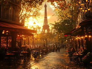 Urban Street Scene At Twilight, With Softly Lit Caf??S And Bustling People, Providing A Vibrant Background For A Contemporary Love Story Set In The City