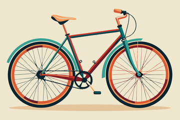 Fototapeta premium Retro Bicycle Vector Illustration with Bold Colors on White Background