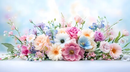 Fototapeta premium Ethereal Pastel Flower Bouquet in Dreamy Impressionistic Style