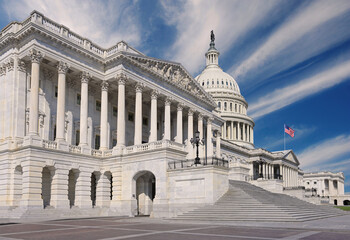 US Capitol in Washington DC with blue sky background, USA