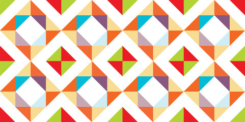 Seamless decorative geometric pattern combination of colorful rhombus shapes. Perfect for printing, design backgrounds, wallpaper and tiles, gift wrapping