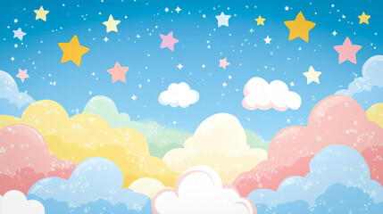 Wallpaper Featuring Soft, Swirling Clouds In Pastel Colors, With A Hint Of Sparkling Stars Scattered Throughout For A Magical Atmosphere