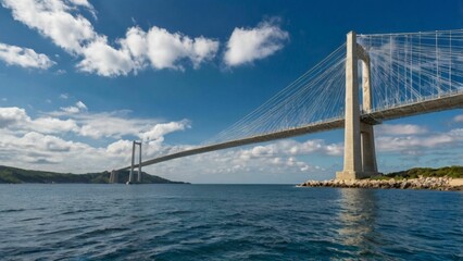 Fototapeta premium suspension bridge over the river