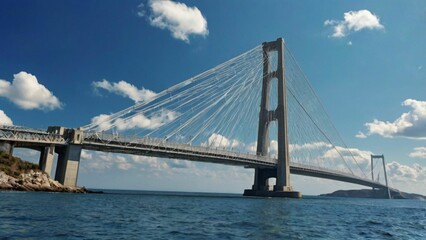 suspension bridge over the river
