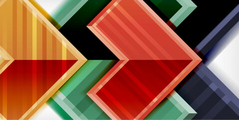 Arrow symbols created with 3d effects and line texture geometric abstract background