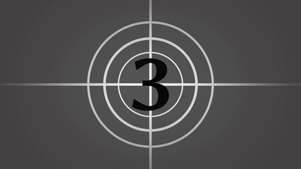 Countdown to any things start moment concept, Wait for start video. old movie countdown ,Cinema with countdown leader, vintage old and retrò  countdown 5 - 0 countdown movie cinematic animation