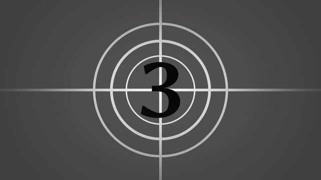 Countdown to any things start moment concept, Wait for start video. old movie countdown ,Cinema with countdown leader, vintage old and retrò  countdown 5 - 0 countdown movie cinematic animation