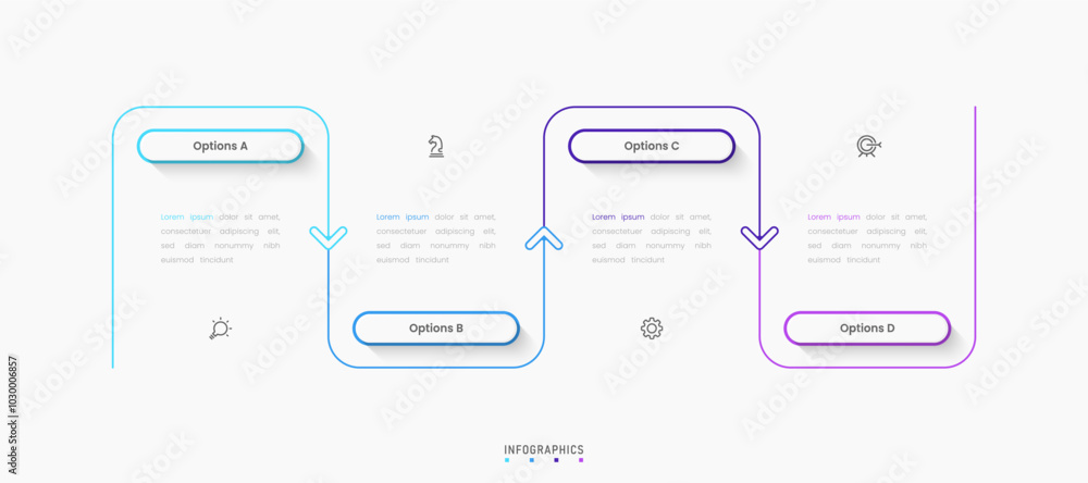 Wall mural vector infographic label design template with icons and 4 options or steps. can be used for process 
