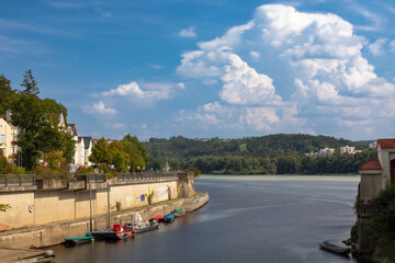 Mündung der Ilz in die Donau in Passau, Bayern