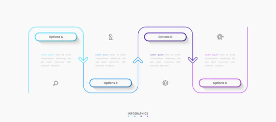 Vector Infographic label design template with icons and 4 options or steps. Can be used for process diagram, presentations, workflow layout, banner, flow chart, info graph.
