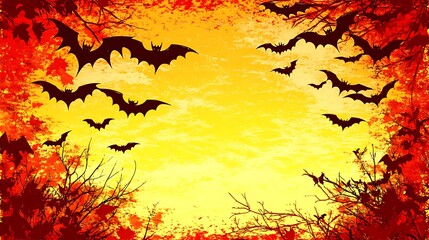 Obraz premium Halloween Background with Bats and Grunge Texture for Banner, Poster, Invitation or Flyer Minimalist White Background with Space for Text