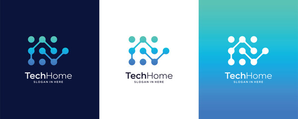Home Technology Digital Data Smart House Network Vector icons  Logo Design