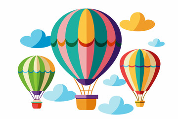 Fototapeta premium Whimsical Hot Air Balloons Vector Illustration on White Background