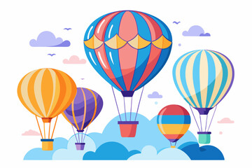 Fototapeta premium Whimsical Hot Air Balloons Vector Illustration on White Background