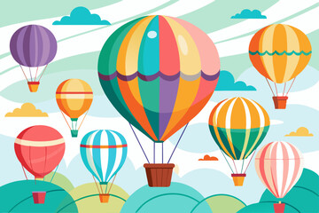 Whimsical Hot Air Balloons Vector Illustration on White Background