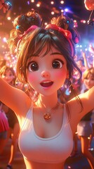Obraz premium Fun Cartoon Style New Year's Eve Party Celebration