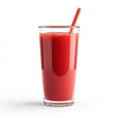 Fresh vegetable juice with straw on white background - healthy beverage concept