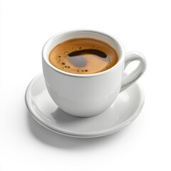 Naklejka premium Ultra-realistic image of espresso coffee cup on white saucer for beverage enthusiasts
