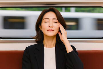 두통에 시달리는 직장인 여성