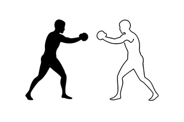 Boxing Match | isolated vector silhouette illustration on white background